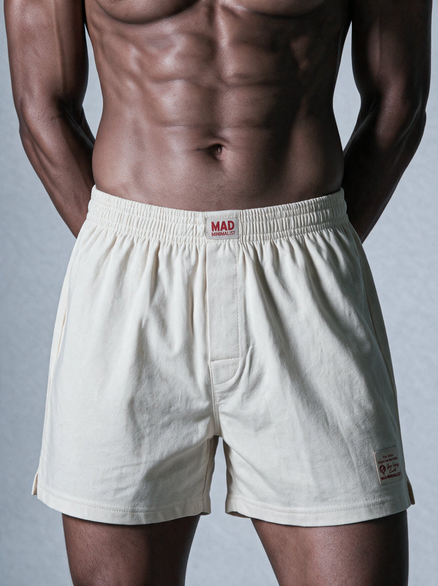 GOTS certified organic cotton innerwear label on undyed fabric