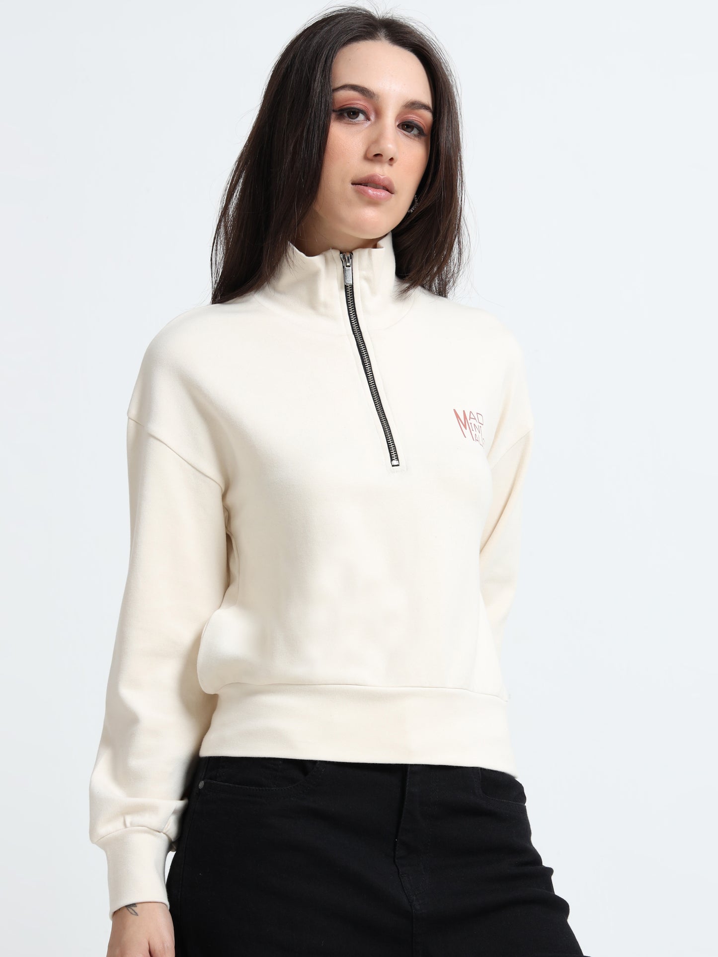Women’s Zip-Up Crop Top – Organic Cotton with Spandex