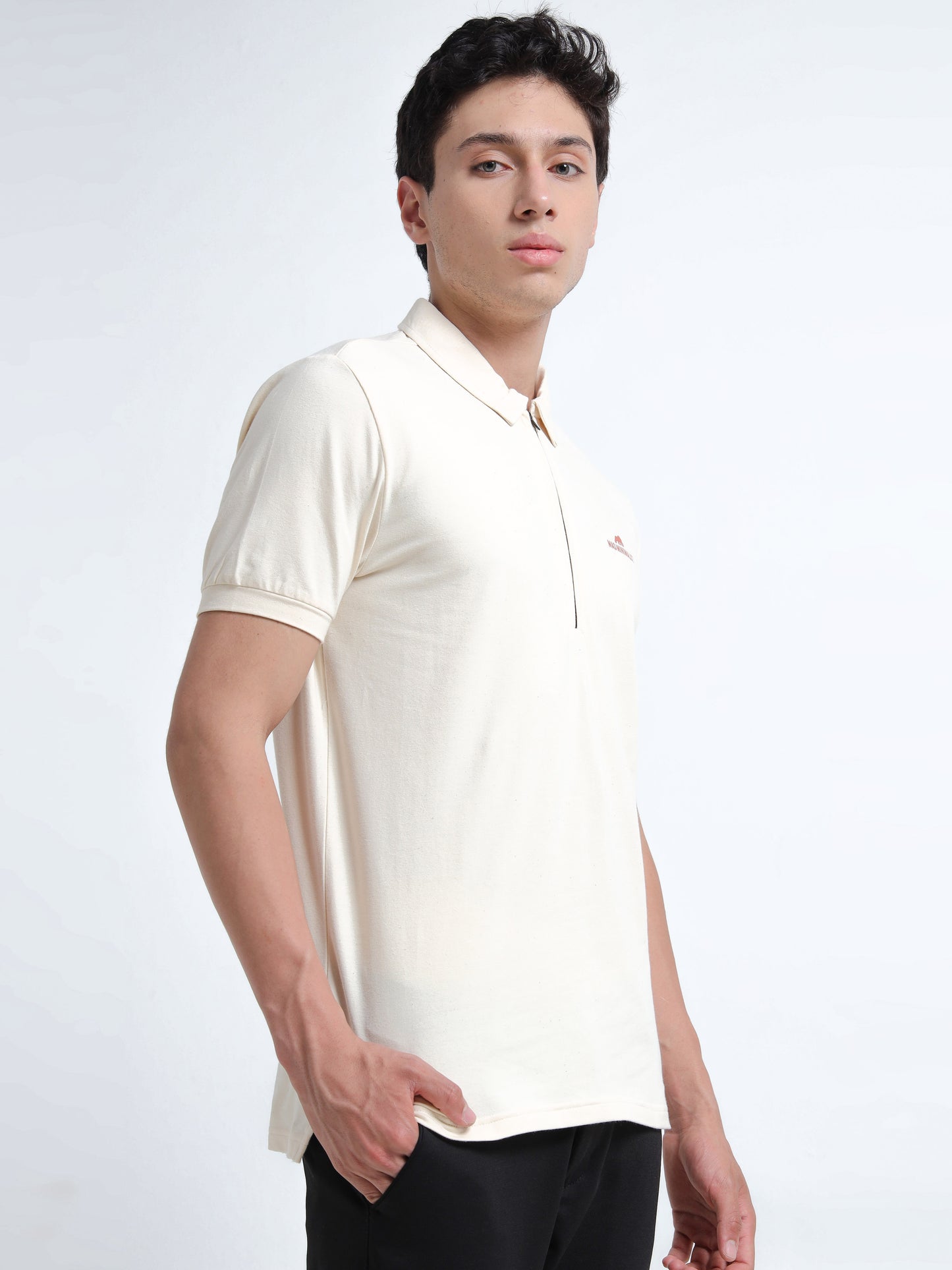 Men’s Polo Tee with Zipper – Organic Cotton Stretch