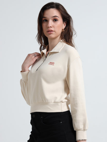 Women’s Zipper Pullover Crop Top – Organic Minimal Streetwear