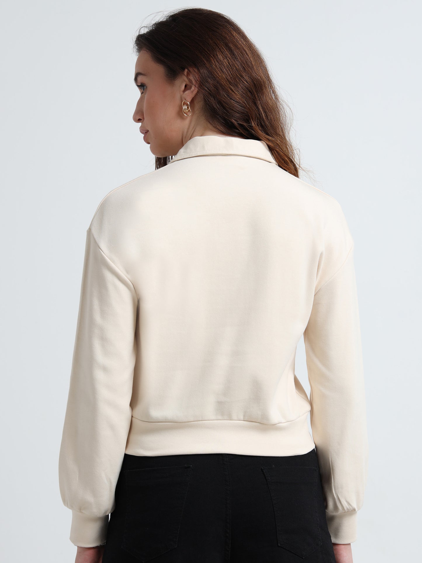 Women’s Zipper Pullover Crop Top – Organic Minimal Streetwear