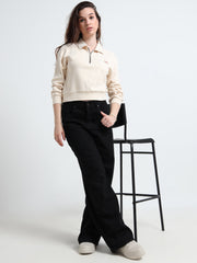 Women’s Zipper Pullover Crop Top – Organic Minimal Streetwear