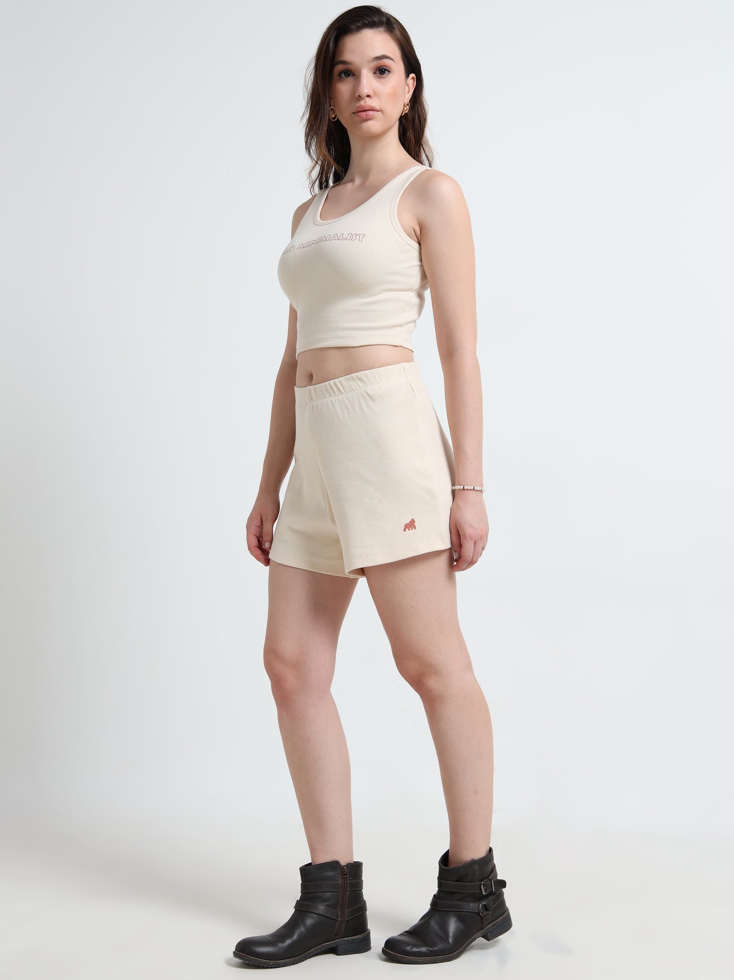 Organic Cotton Women’s Ribbed Crop Tank Top & Shorts Co-ord Set