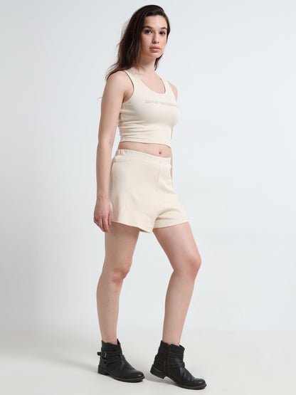 Organic Cotton Women’s Ribbed Crop Tank Top & Shorts Co-ord Set
