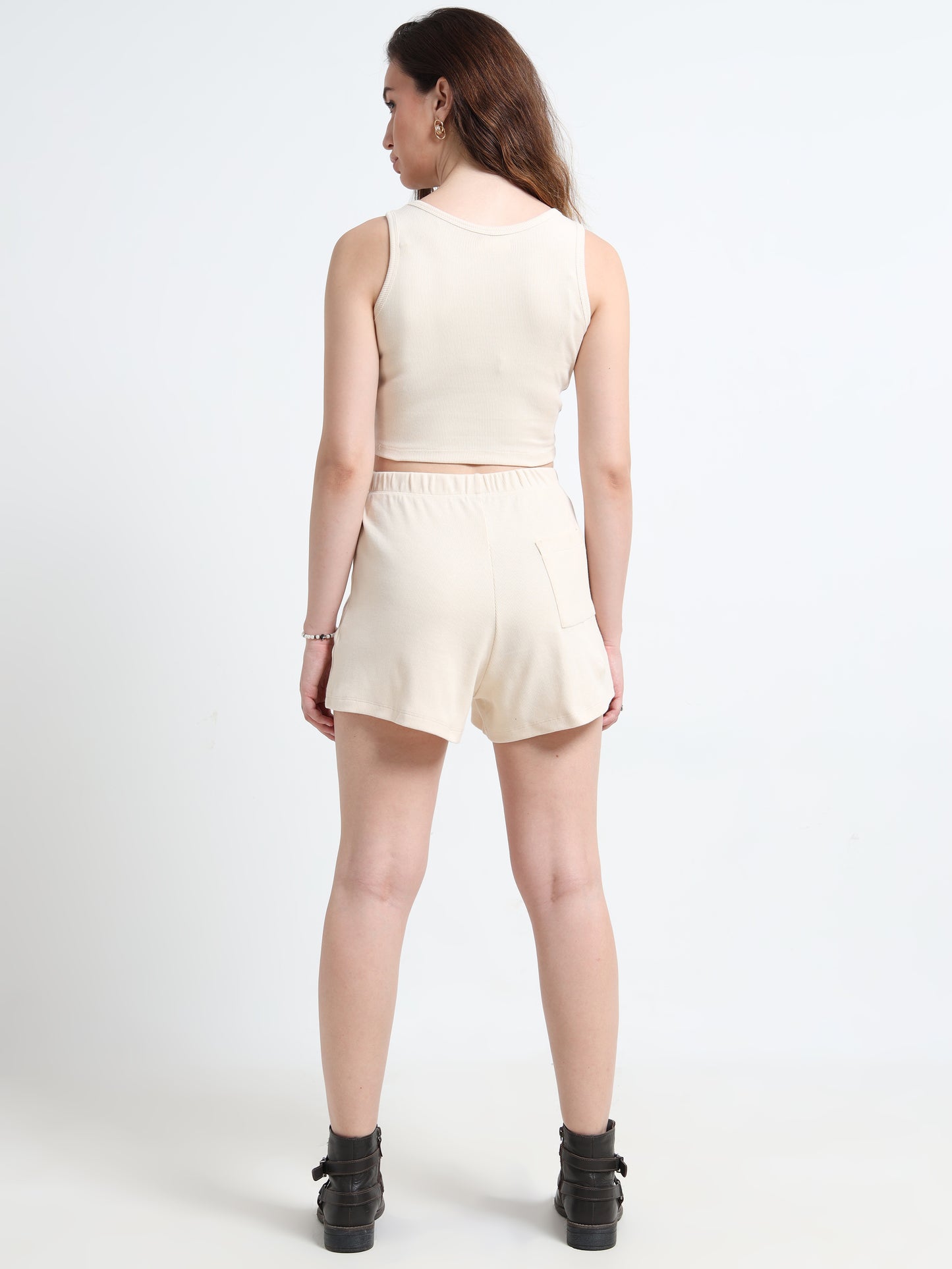 Organic Cotton Women’s Ribbed Crop Tank Top & Shorts Co-ord Set