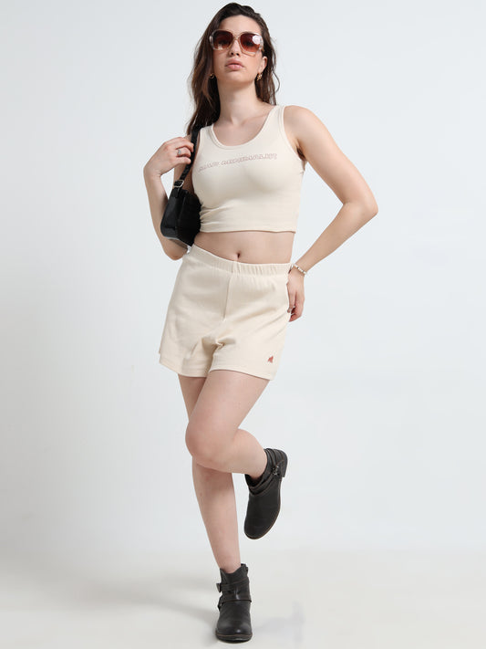 Organic Cotton Women’s Ribbed Crop Tank Top & Shorts Co-ord Set