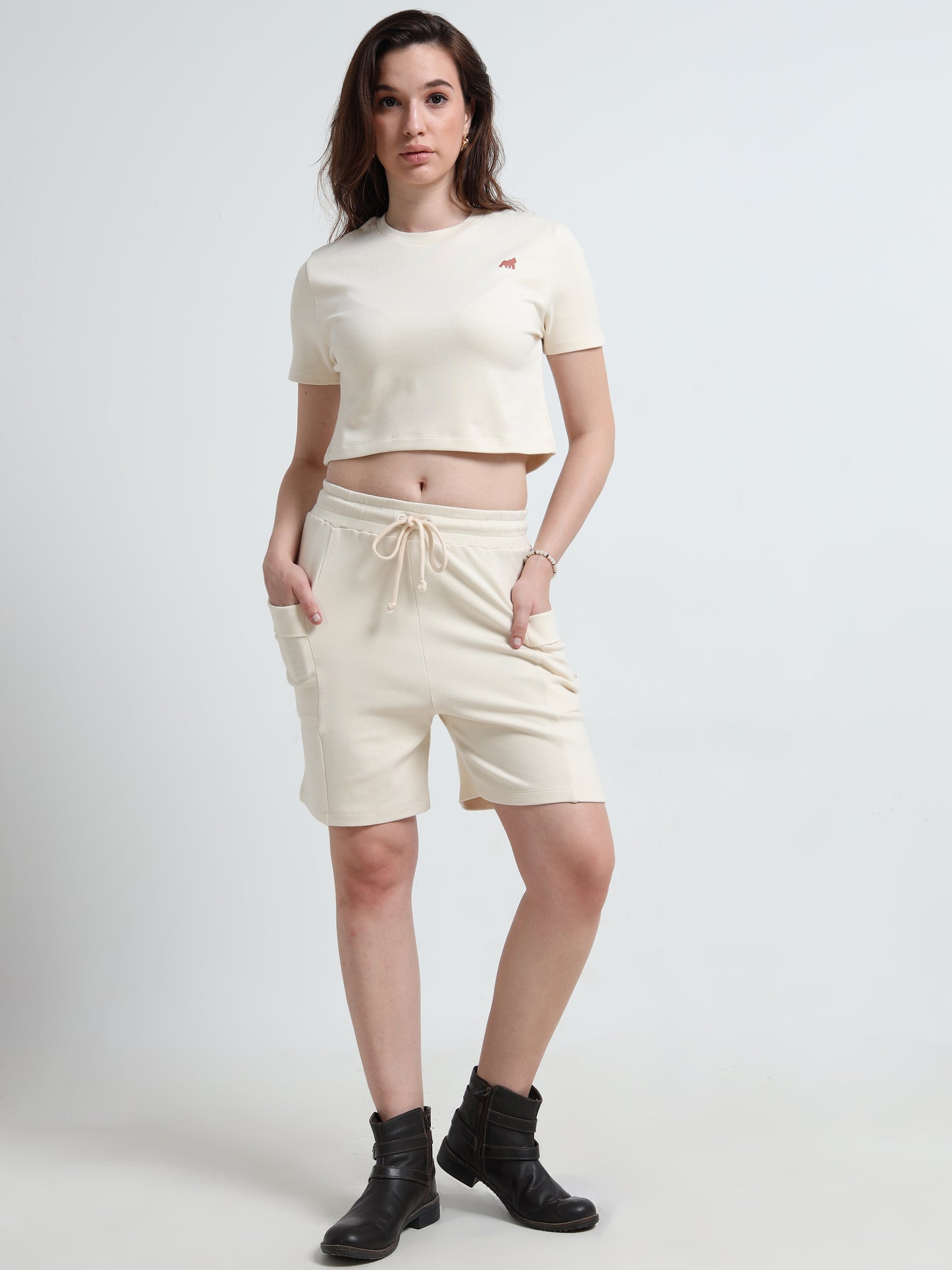 Women’s Crop T-shirt & Bermuda Shorts Co-ord Set – Everyday Organic Comfort