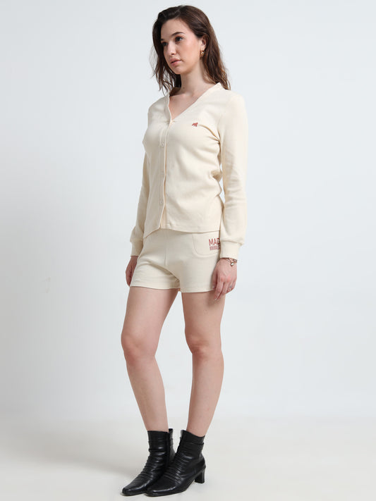 Women’s Button-Down Cardigan & Shorts Co-ord Set – Organic Minimal Wear