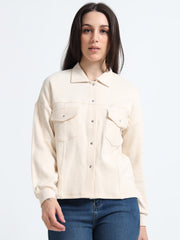 Women’s Minimal Overshirt Jacket – Organic Cotton with Spandex