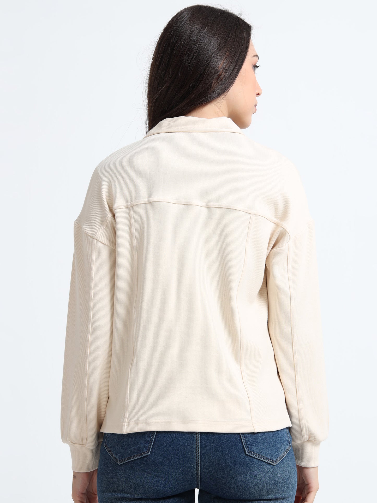 Women’s Minimal Overshirt Jacket – Organic Cotton with Spandex