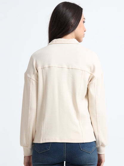 Women’s Minimal Overshirt Jacket – Organic Cotton with Spandex
