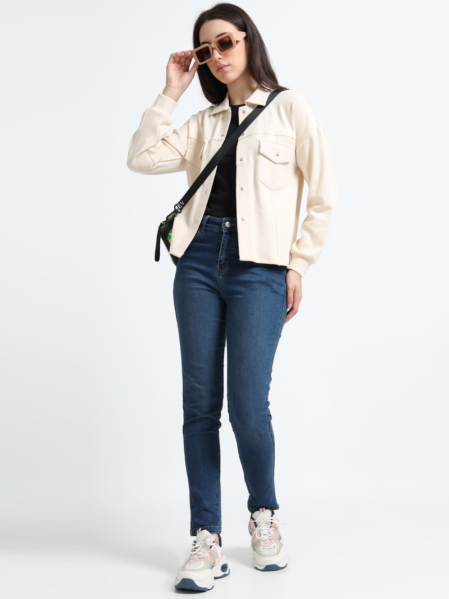 Women’s Minimal Overshirt Jacket – Organic Cotton with Spandex