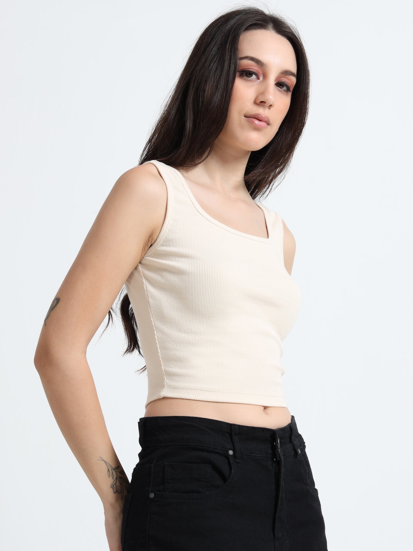 Organic Women’s Square Neck Ribbed Crop Top – Everyday Minimal Essential