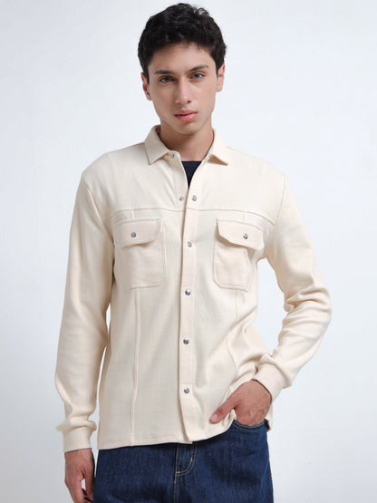 Ribbed Organic Cotton Men’s Overshirt Jacket