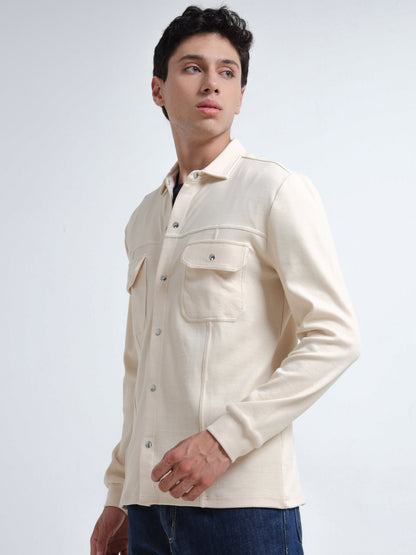 Ribbed Organic Cotton Men’s Overshirt Jacket