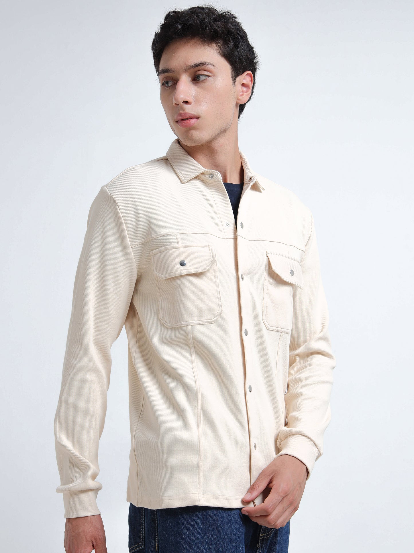 Ribbed Organic Cotton Men’s Overshirt Jacket