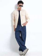 Ribbed Organic Cotton Men’s Overshirt Jacket