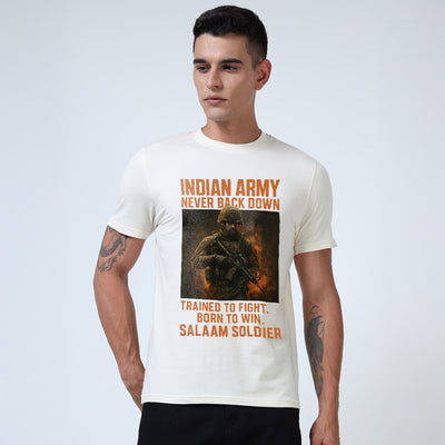 Indian Army - Never Back Down Men’s Round Neck T-Shirt