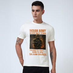 Indian Army - Never Back Down Men’s Round Neck T-Shirt