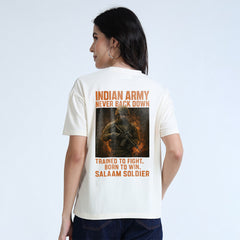 Indian Army - Never Back Down Women’s Oversized T-Shirt