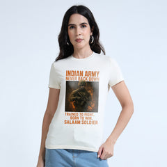 Indian Army - Never Back Down Women’s Round Neck T-Shirt